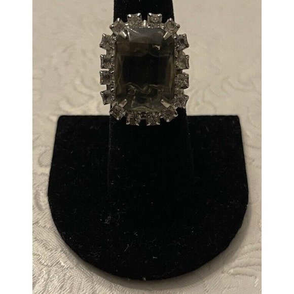 Vintage Ring Estate West Germany Smokey Gray Glass Twisted Rope Adjustable Band - Picture 1 of 3